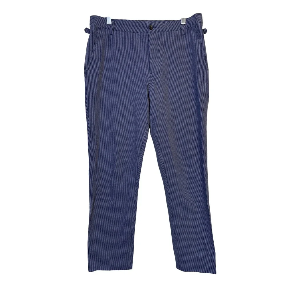 Bonobos Profilo Italia Seersucker Slim Fit Pants 33 Blue Stripe Preppy Nautical